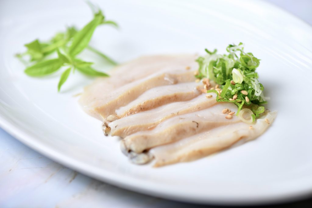 Abalone sliced as sashimi