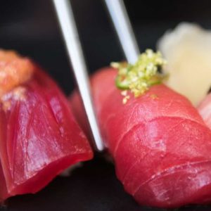 Bluefina ranched tuna as sushi
