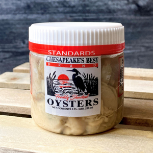 Shucked oysters in jar