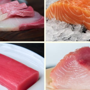 Sashimi Sampler pack with hamachi, salmon, yellowfin and albacore